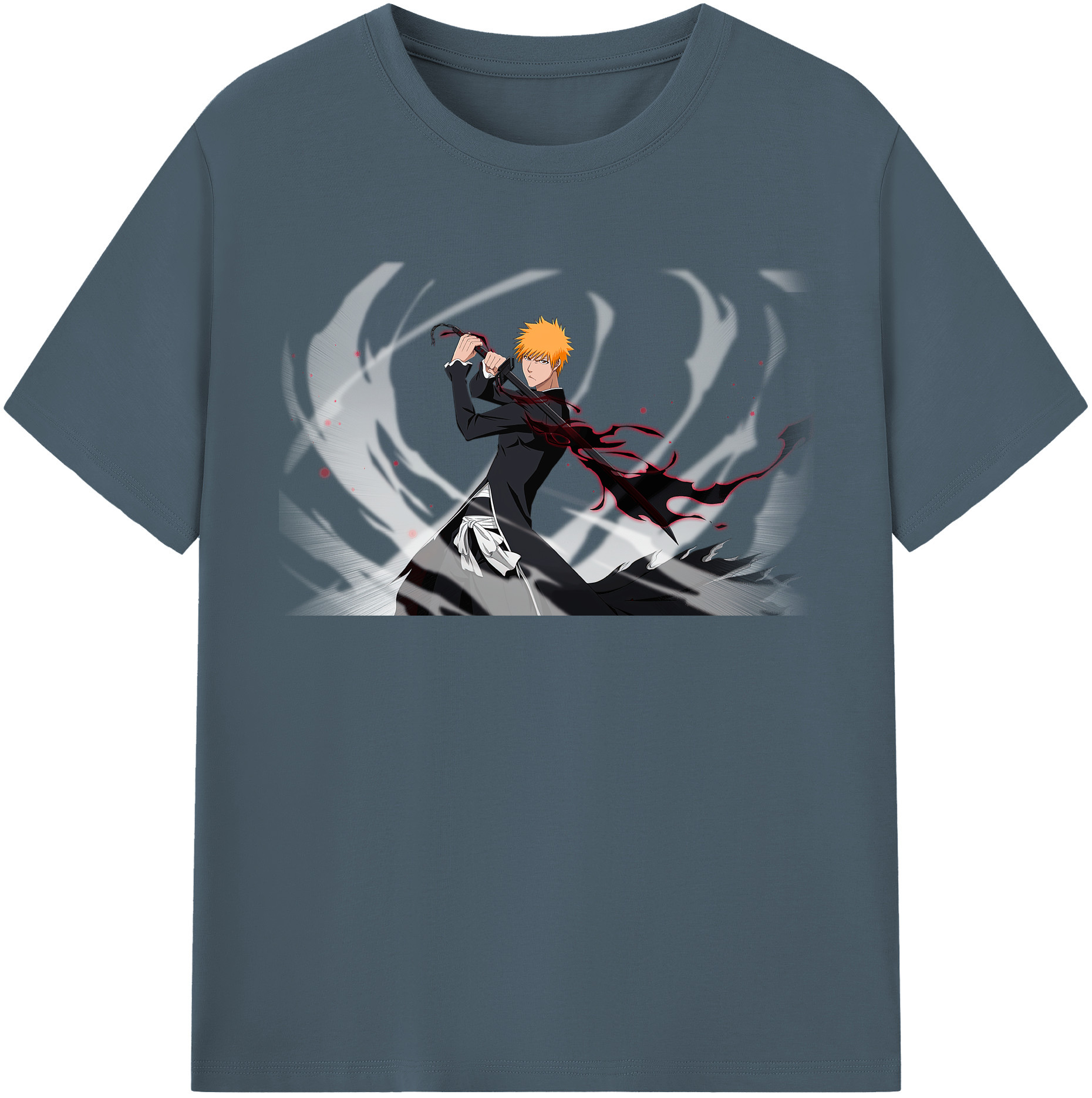 （画像用） ブリーチ 黒崎一護（くろさき いちご）BLEACH Kurosaki Ichigo 綿100％半袖Tシャツ（フロントプリント）